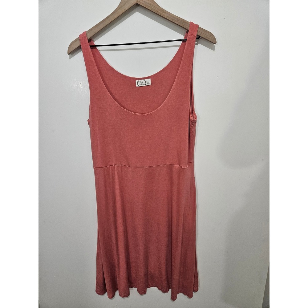 Maurices 24/7 Womens Coral Pink Sleeveless Scoop Neck Pocket Knit Dress Large